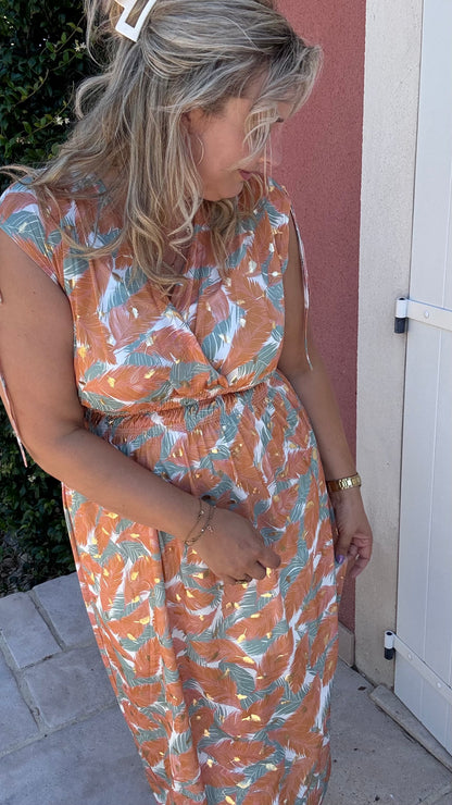 Every Woman Dress - Golden feather (oranje/turkoois)