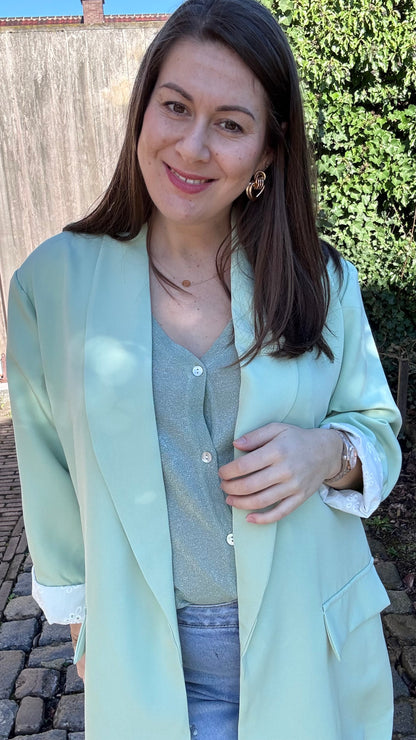 Lace touch blazer - Mintgroen