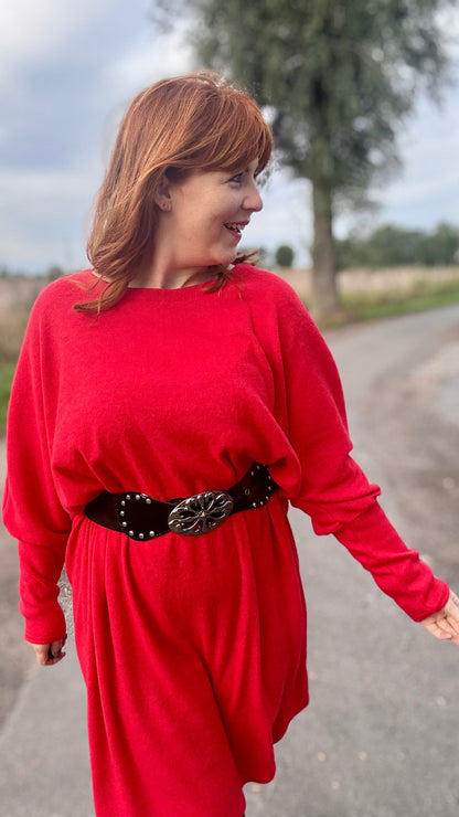 Lounge luxe jurk - Rood