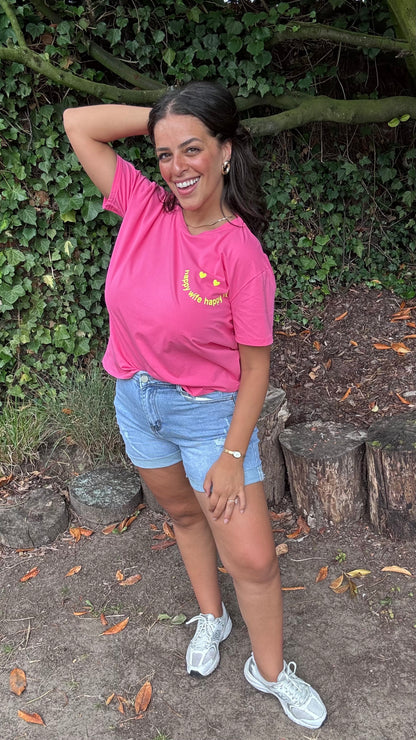 T-shirt Happy wife - Roze