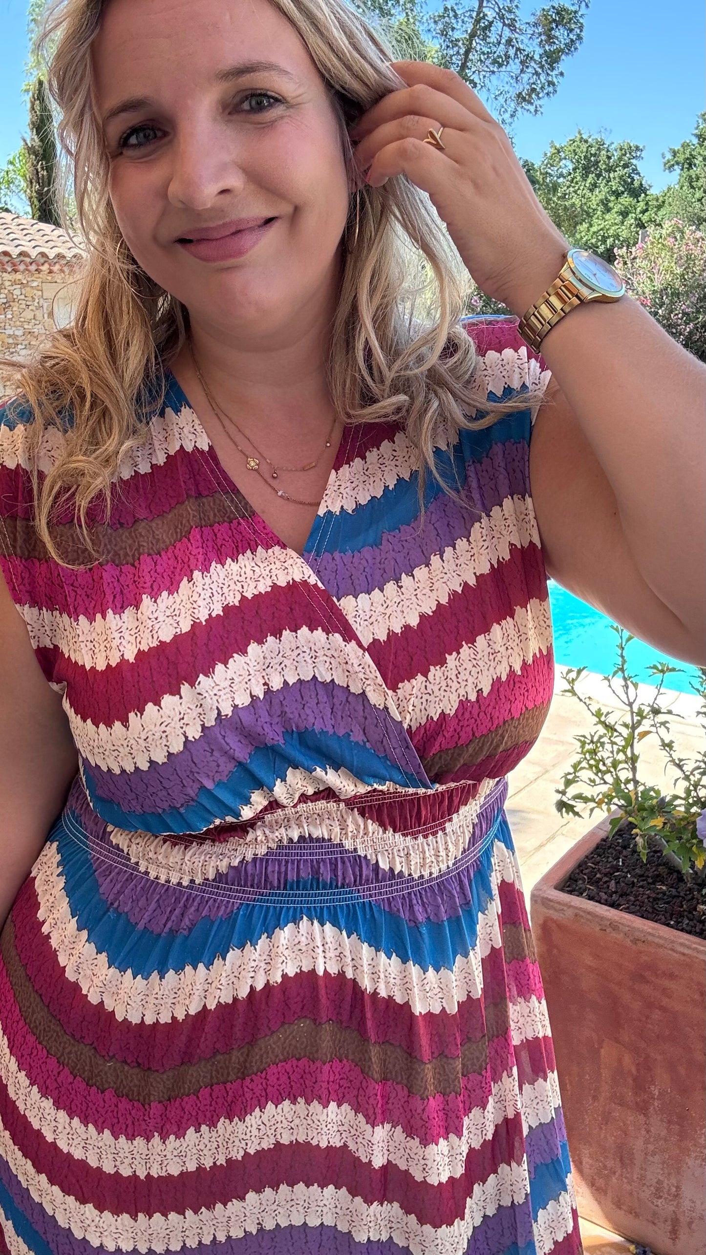 Every Woman Dress - Aztec glow (blauw/roze)