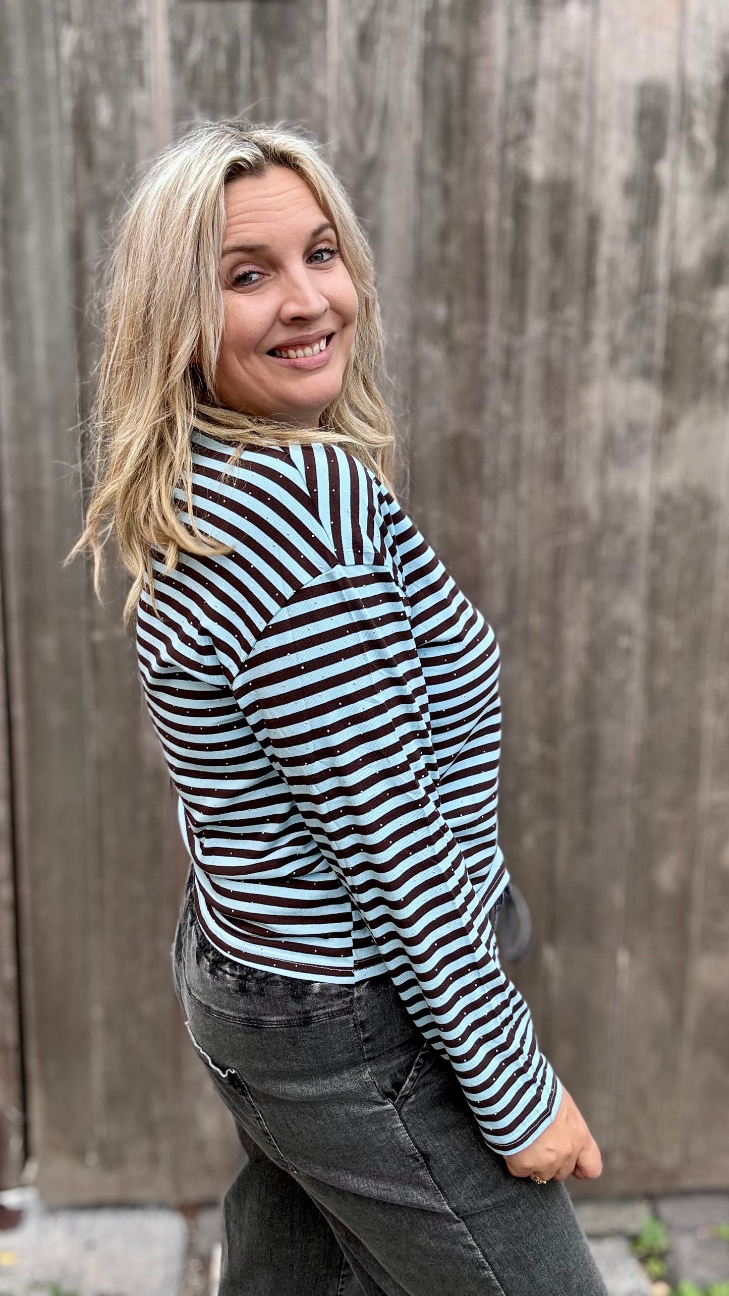 Striped spark trui - Bruin/Blauw
