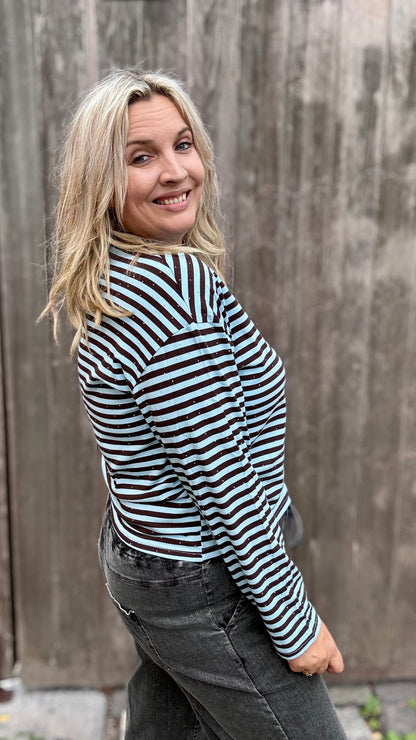 Striped spark trui - Bruin/Blauw