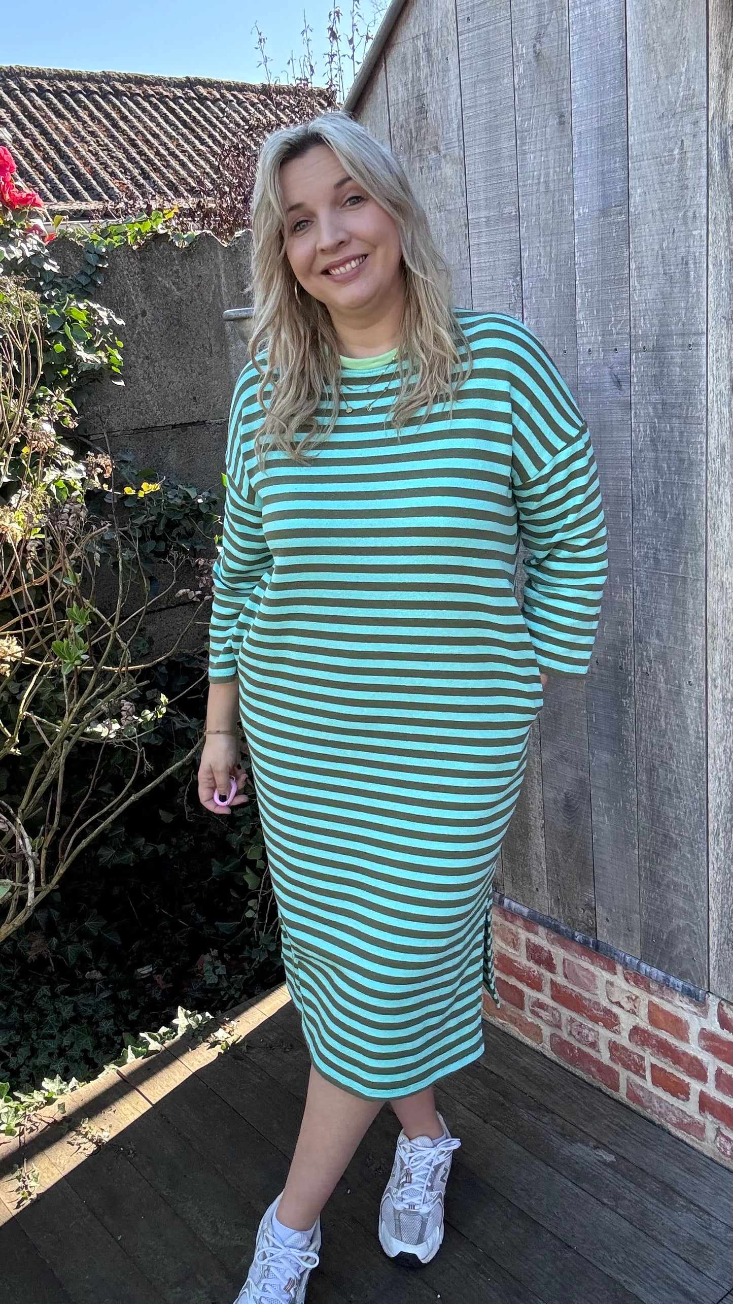 Happy stripes jurk - groen