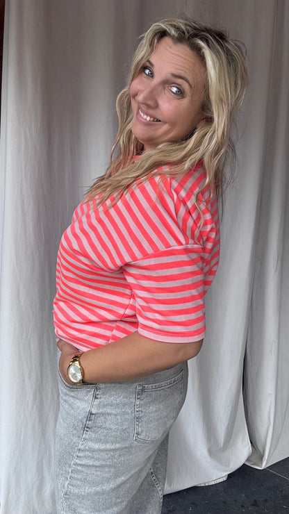 Striped shirt Neon/pink