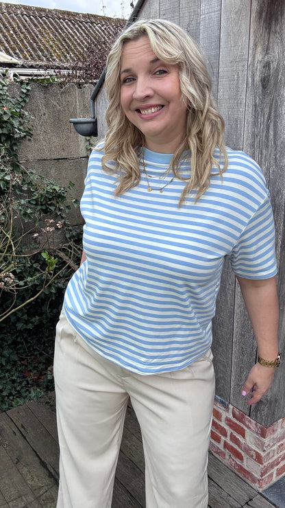 Sweet shirt - (blauw/wit)