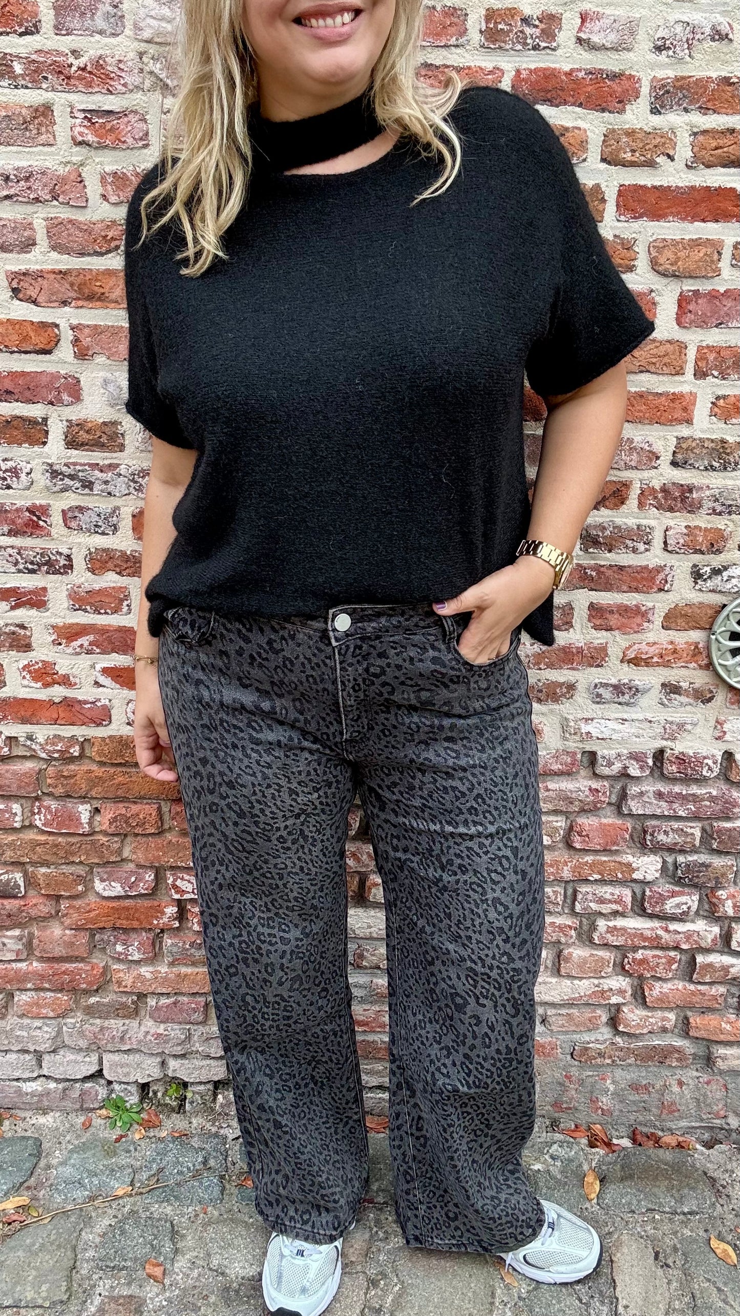Leopard jeans - Grey