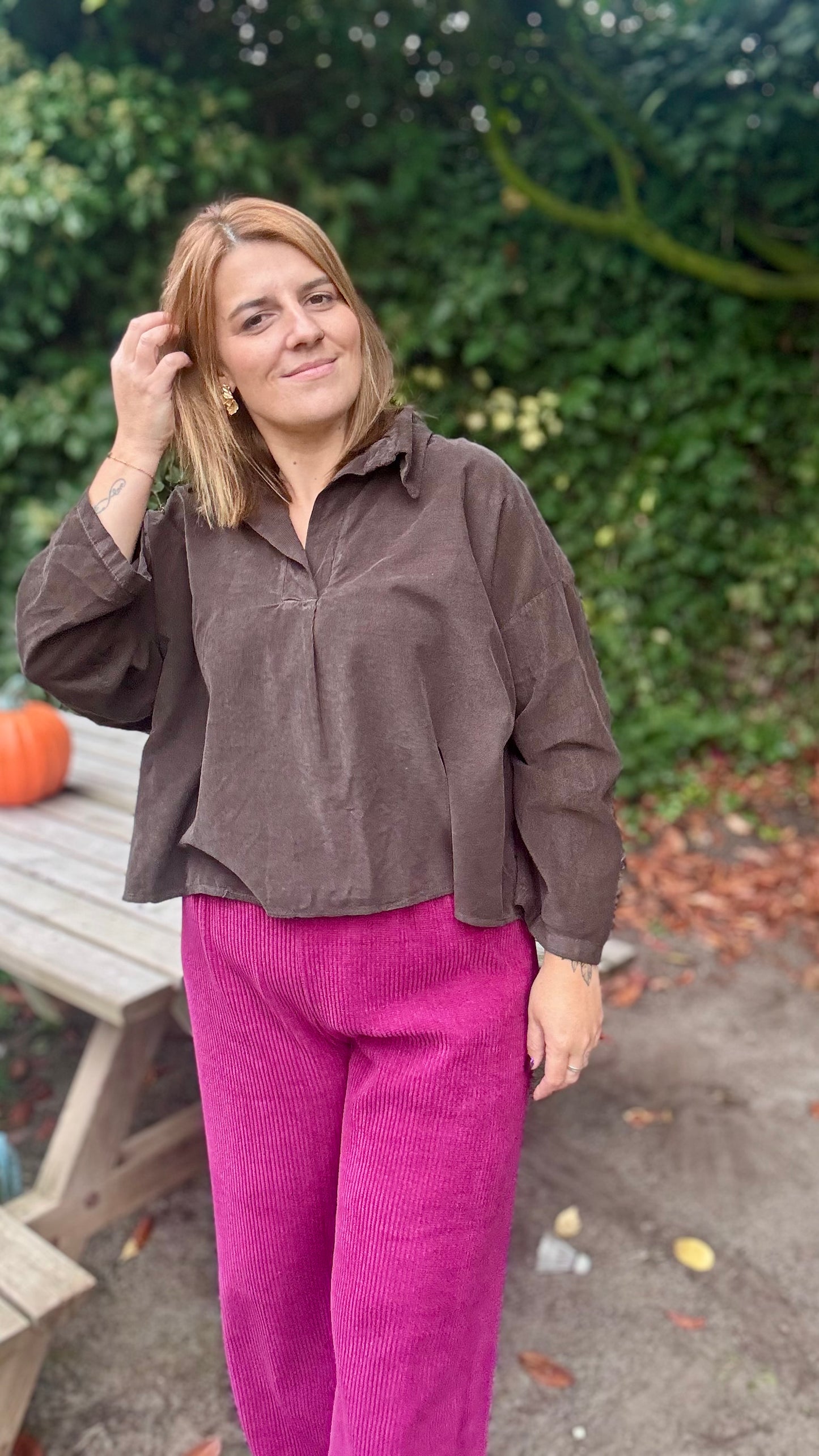 Fine ribbed blouse - Bruin