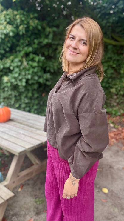 Fine ribbed blouse - Bruin