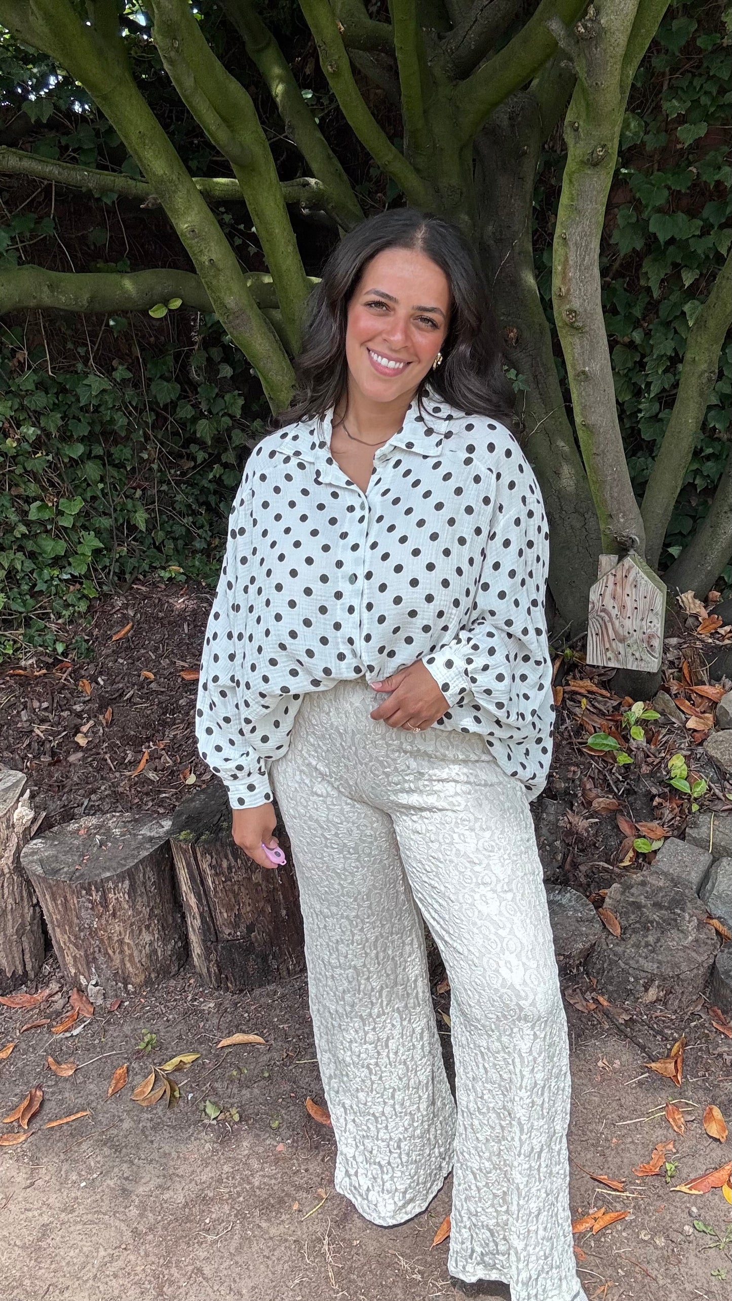 Dots tetra blouse - Zwart