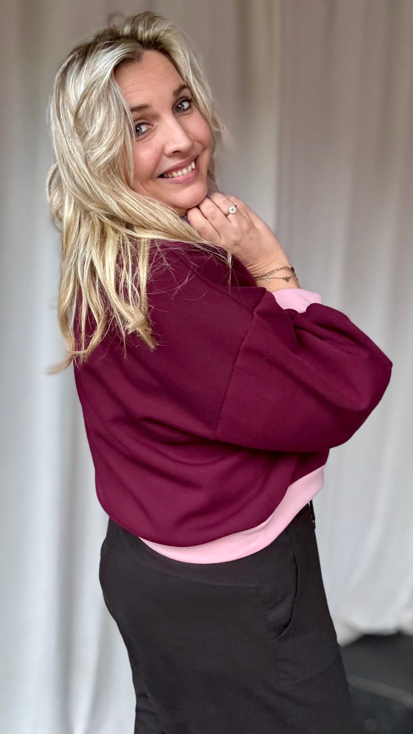 Leyla sweater - Burgundy/blush