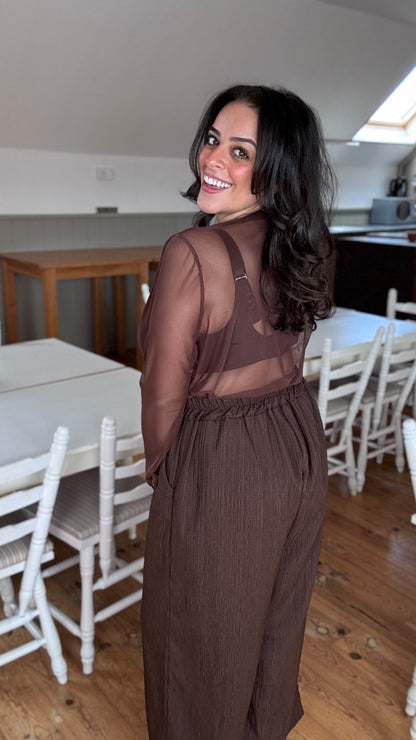 Elle mesh top - Bruin