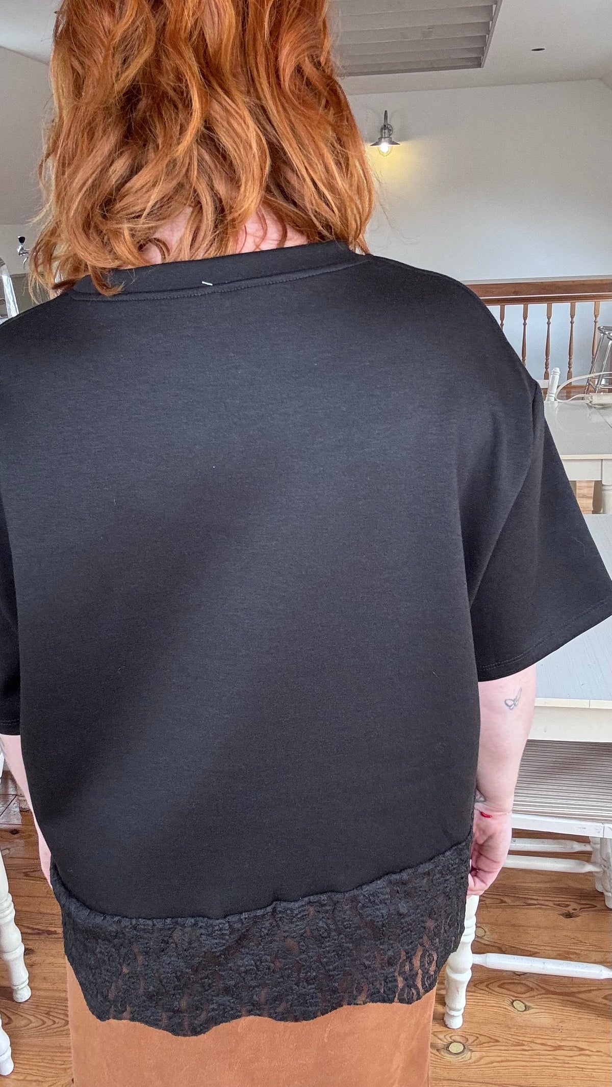 Soft lace shirt - Zwart
