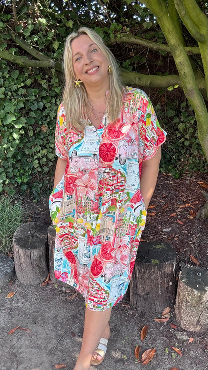 Tropical escape dress - Rood