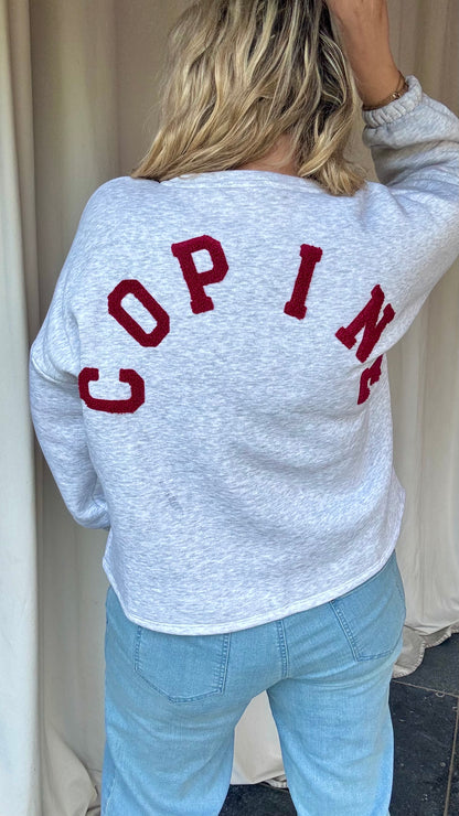 Sweater Copine - Grijs/Bordeaux letters