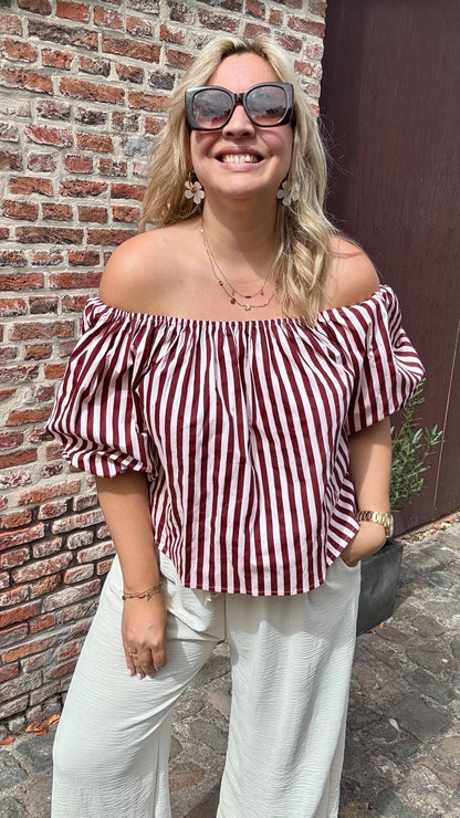 Off shoulder stripes blouse