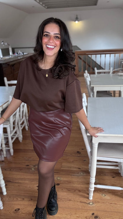 Lina leather rok - Bruin