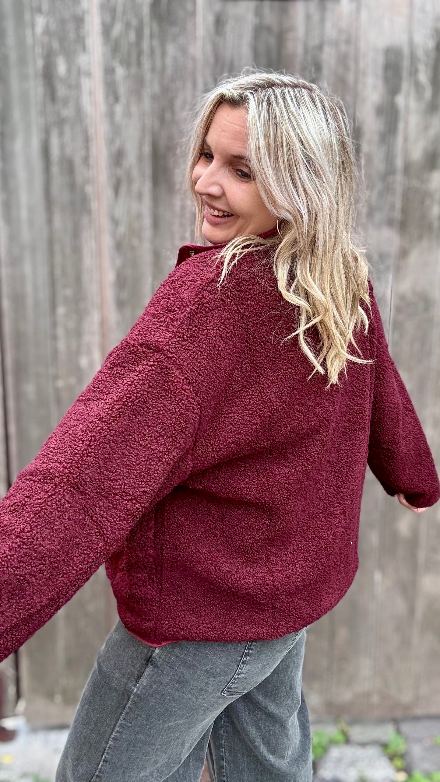 Reversible Teddy Jacket - Bordeaux