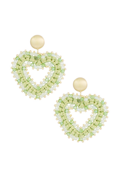 Oorbellen Pearl hearts - groen