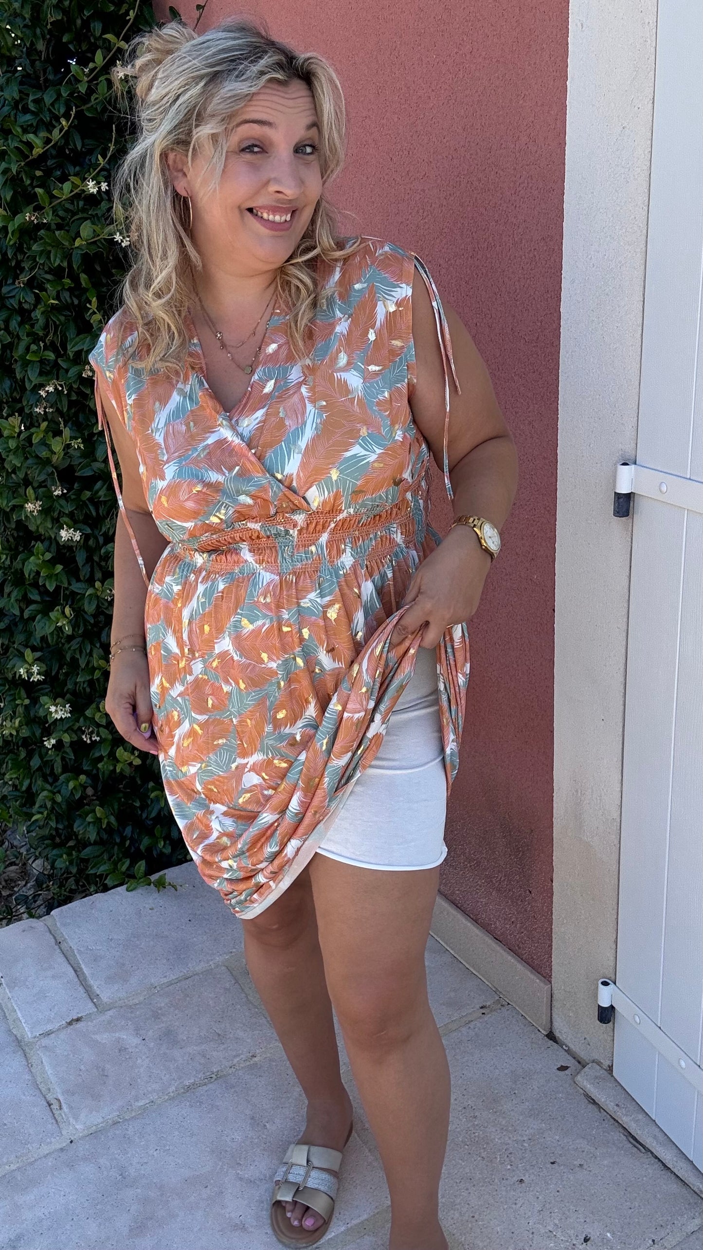 Every Woman Dress - Golden feather (oranje/turkoois)