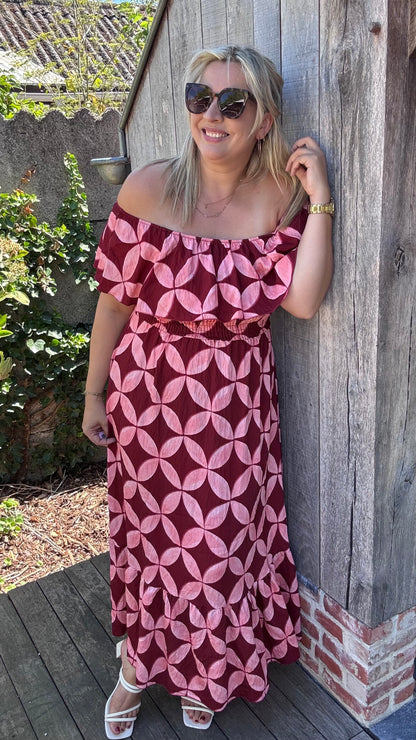 Rozanna off-shoulder jurk - Roze