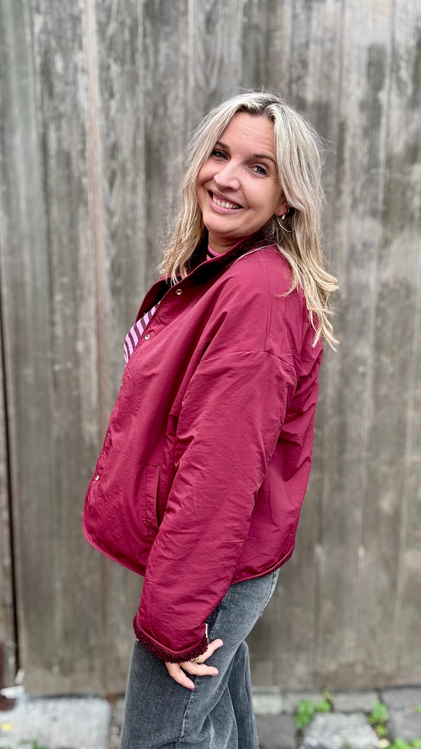 Reversible Teddy Jacket - Bordeaux