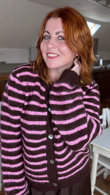 Candy crush cardigan - Brown/pink