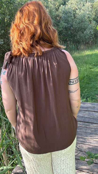 Shoulder bow top - Chocolat