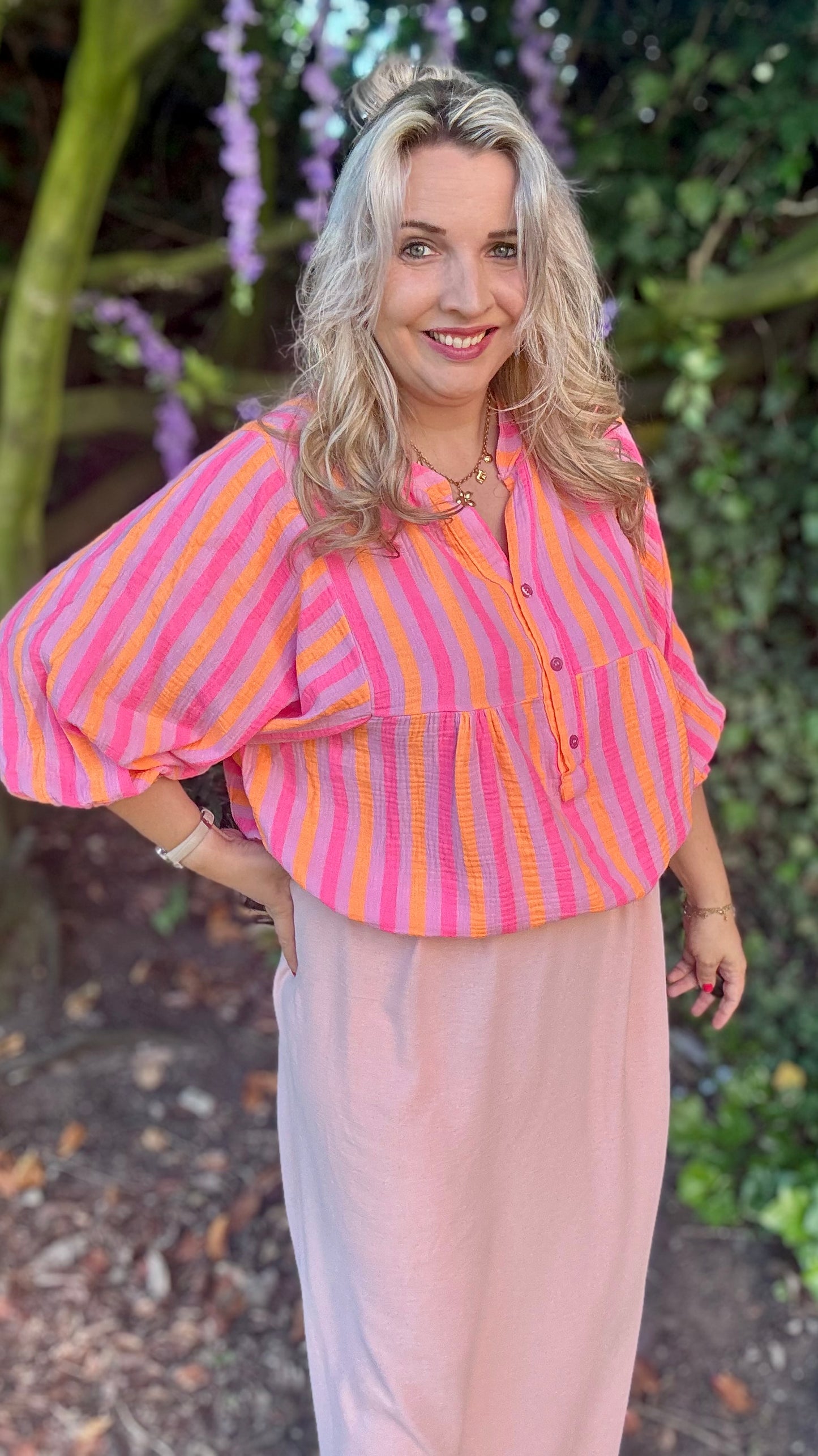 Neon breeze blouse pink