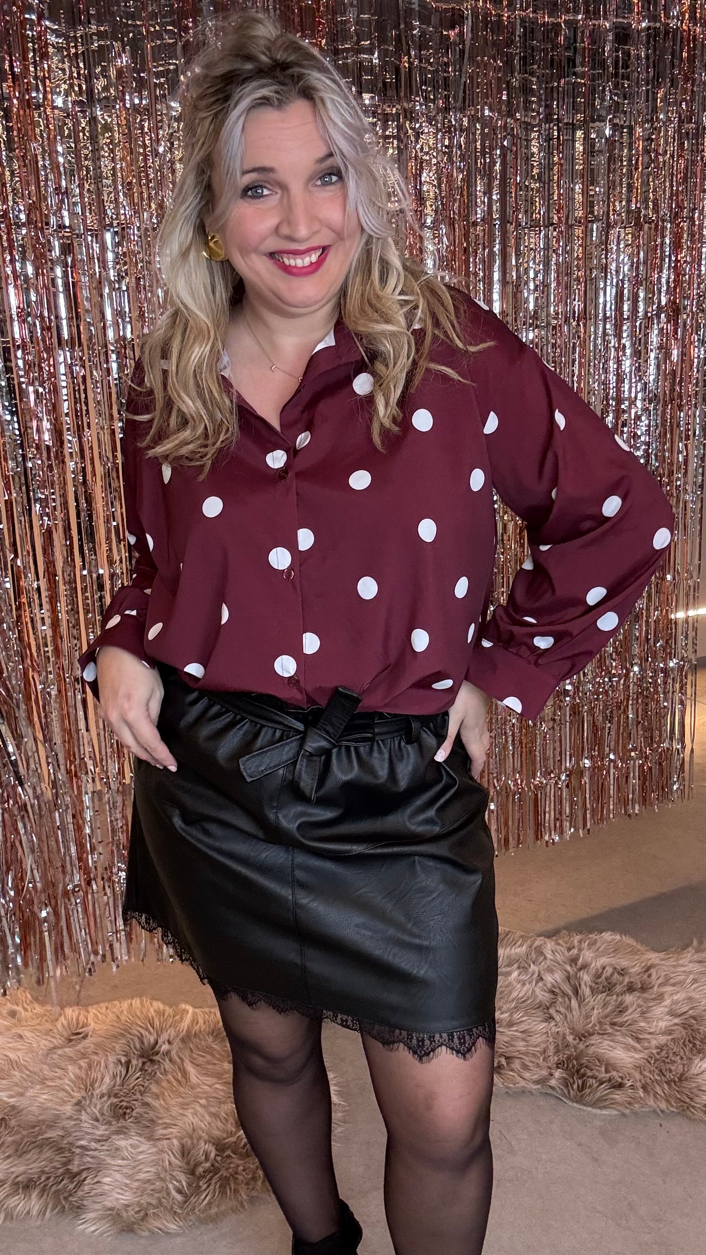 Burgundy Polkadots Blouse