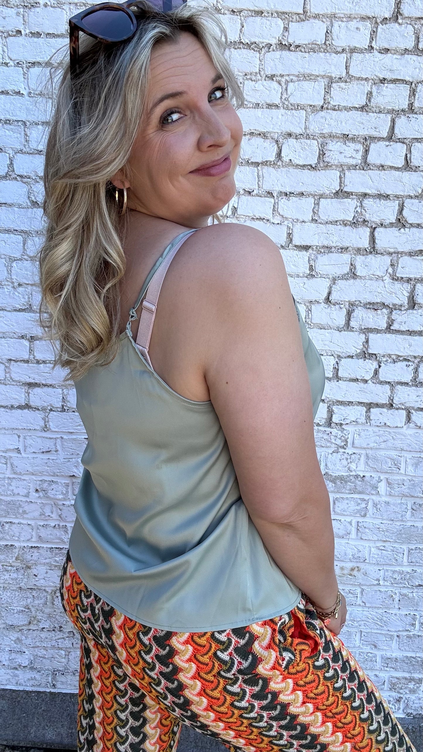 Satin top - Eucalyptus