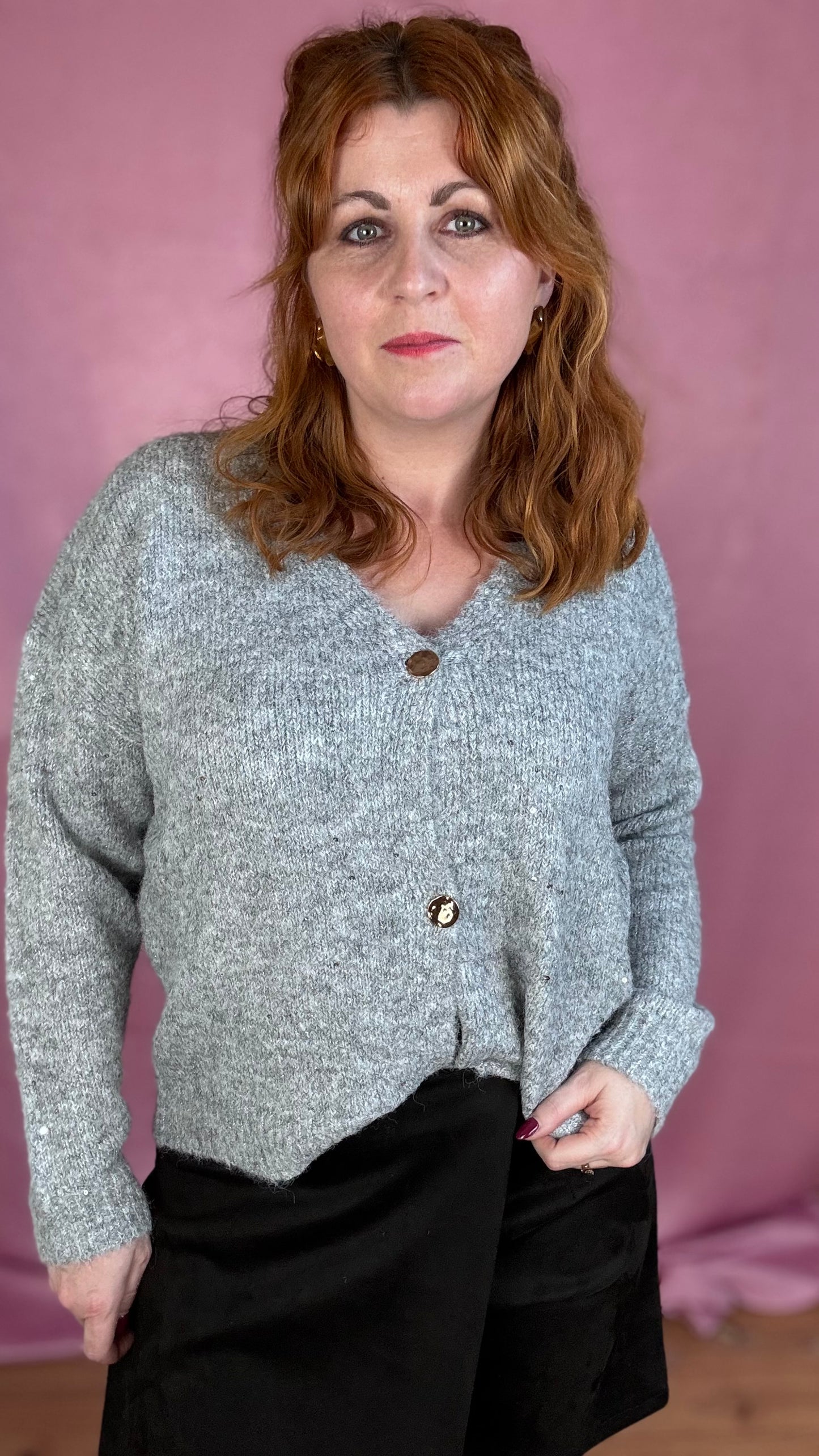 Soft knit cardigan - grijs