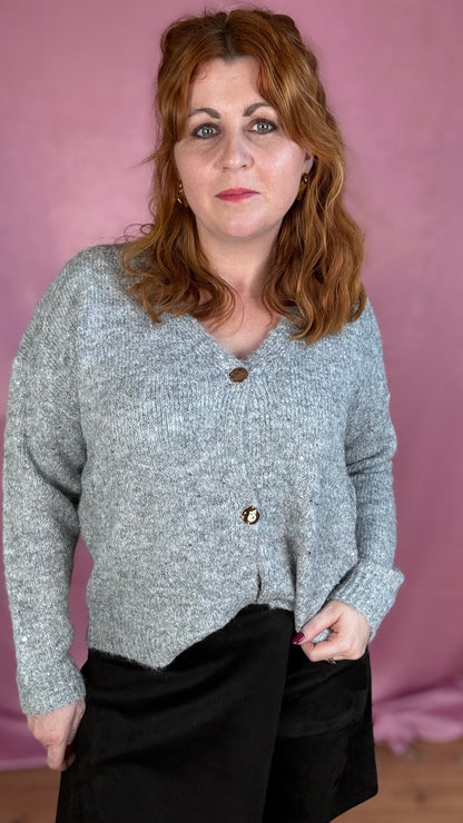 Soft knit cardigan - grijs