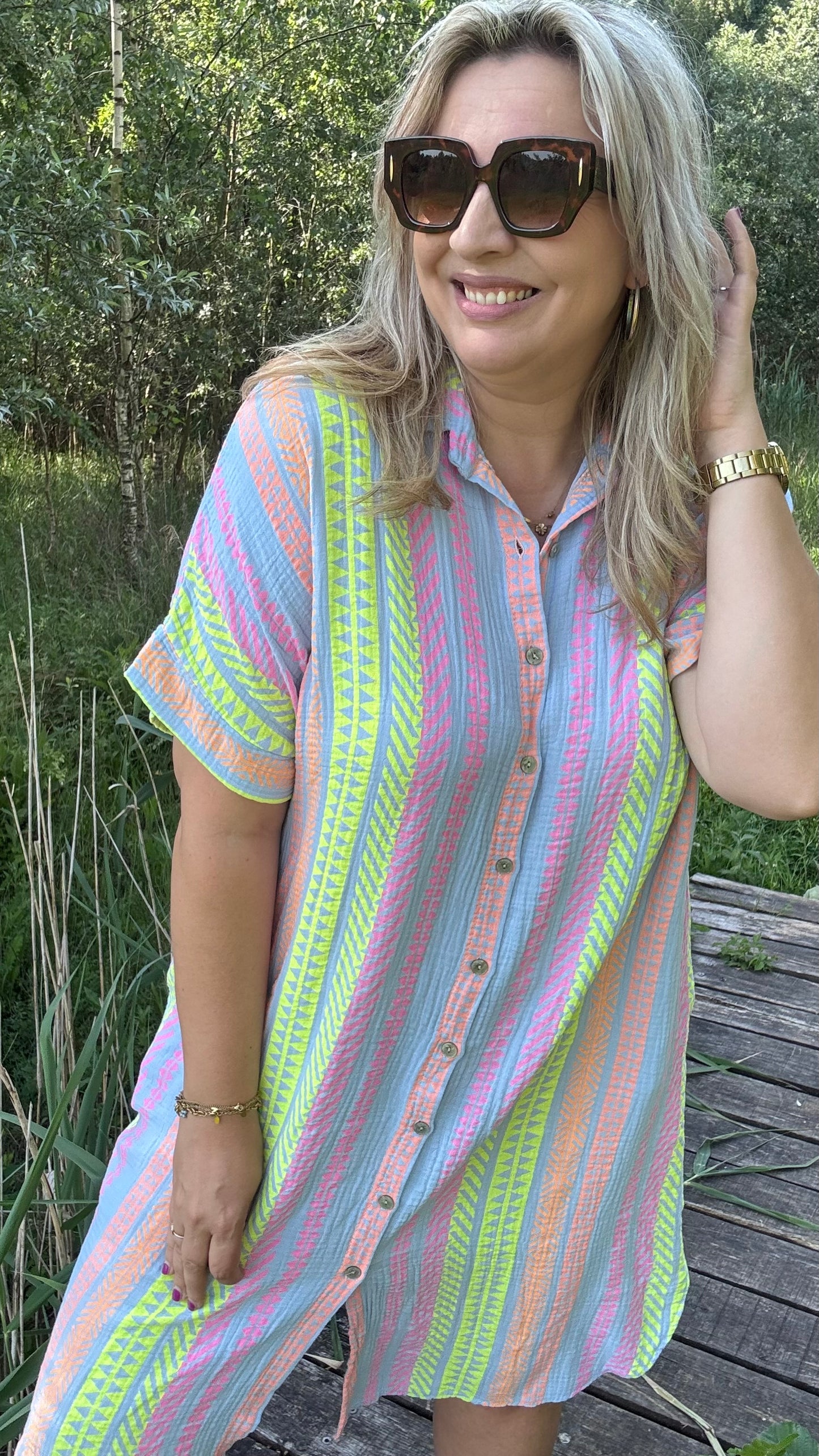 Coastal tetra dress - Blauw