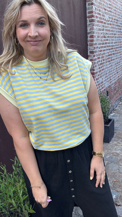 Linnie top - Geel/blauw
