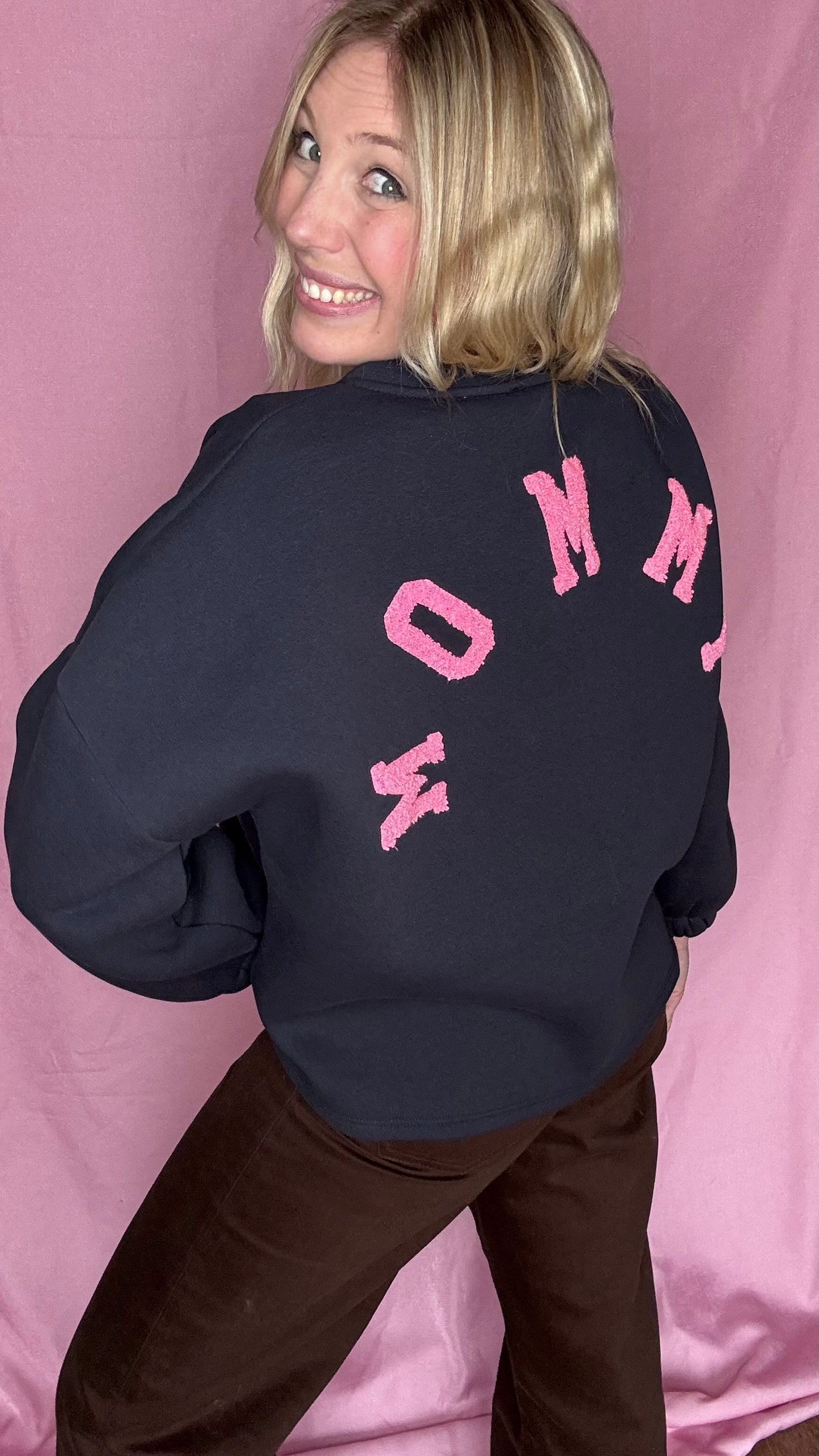 Mommy sweater - Navy/pink