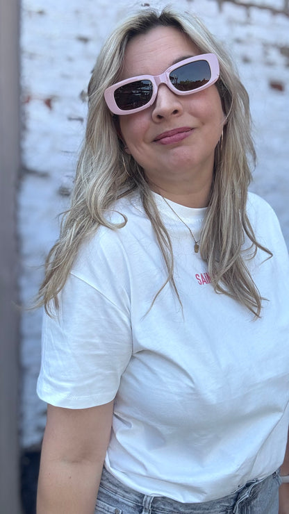 Pink retro zonnebril