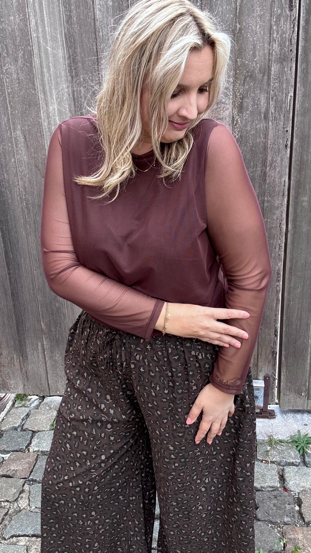Elle mesh top - Bruin