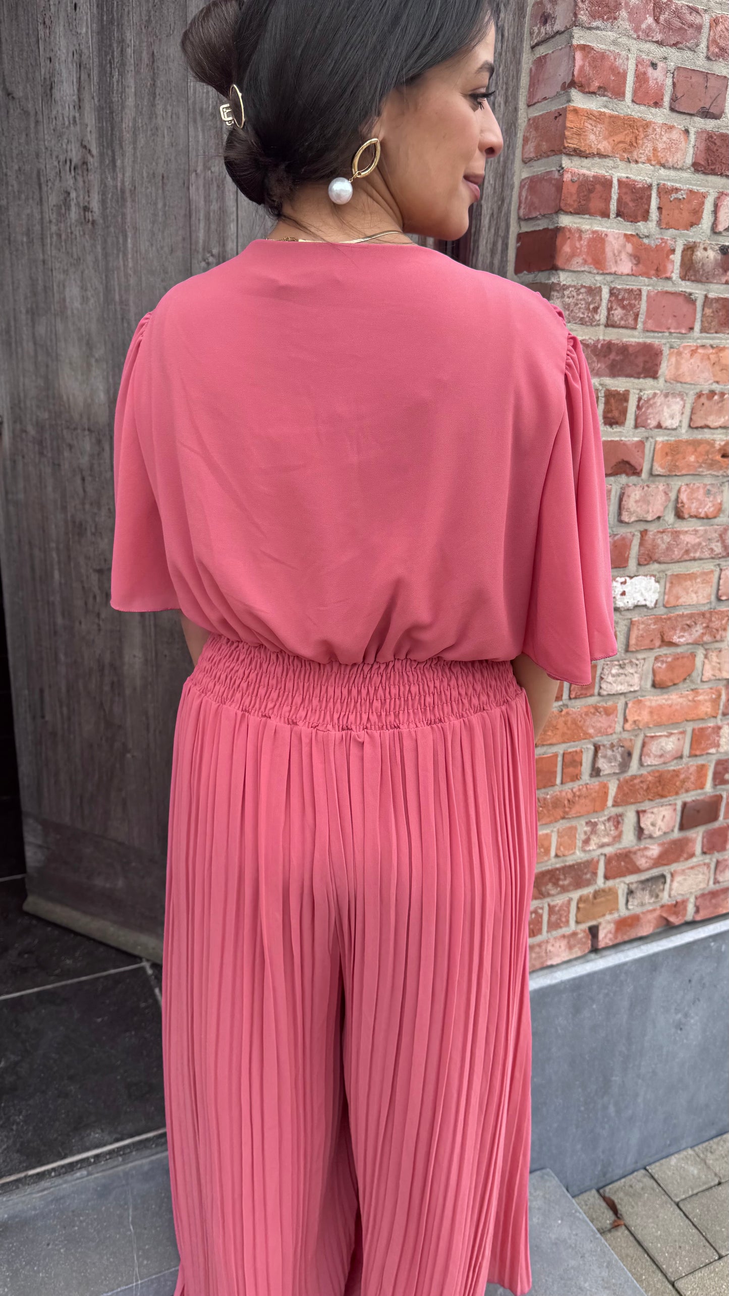 Plissé jumpsuit - Plum