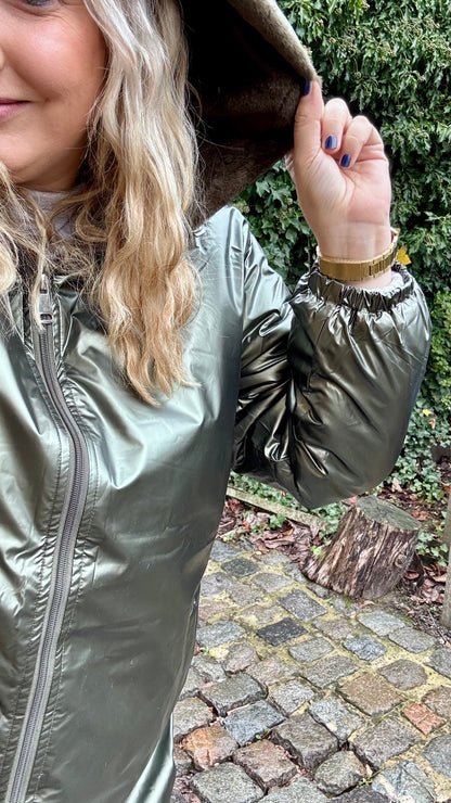 Glam plush jas - Kaki