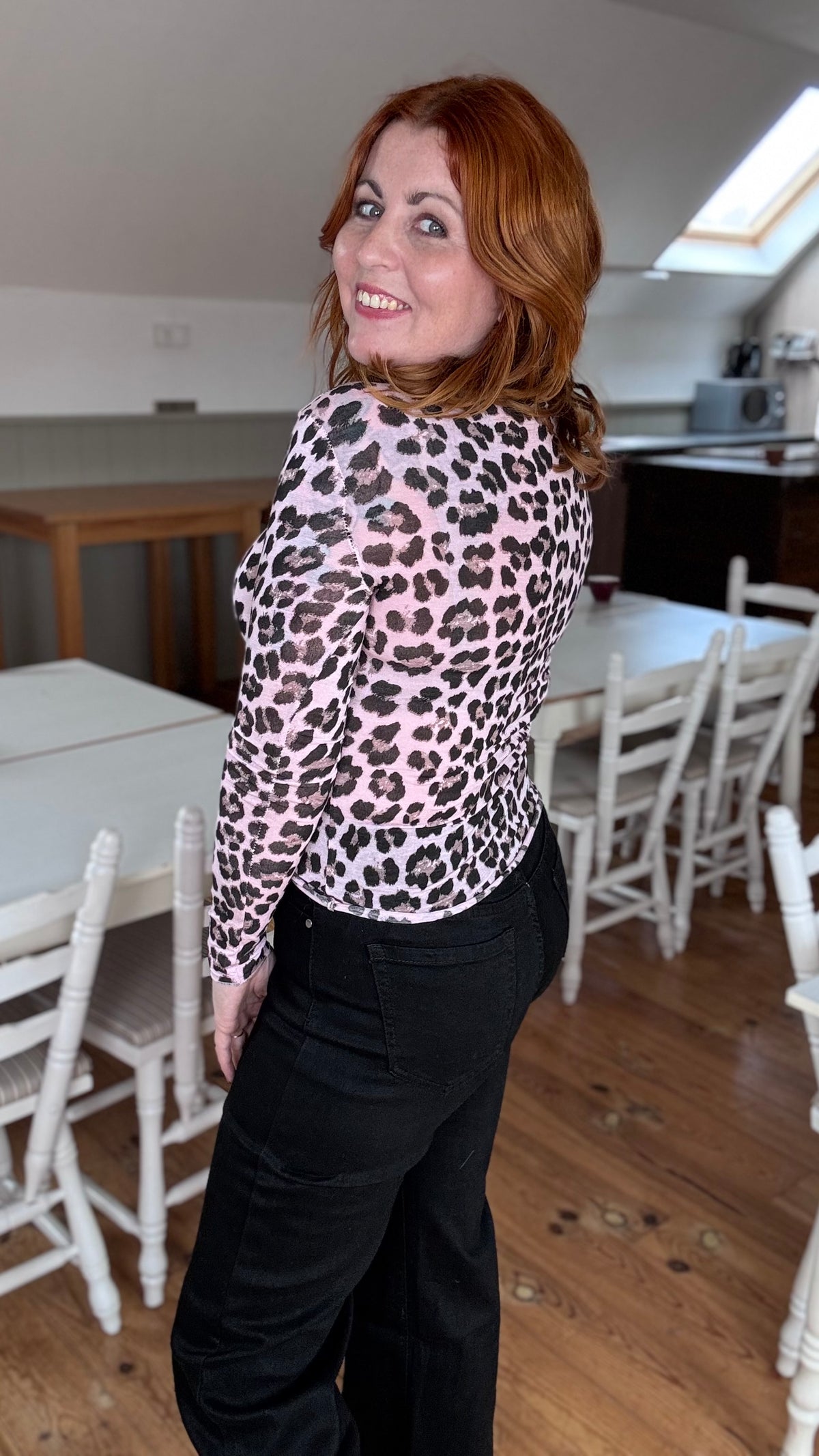 Cashmere touch longsleeve - Roze leopard