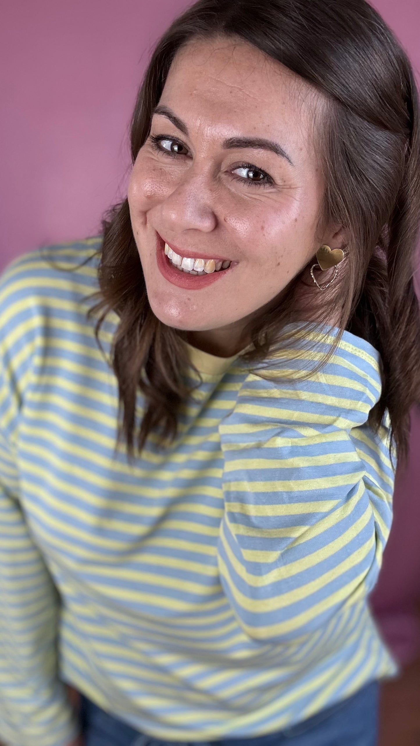 Happy stripes trui- geel/blauw