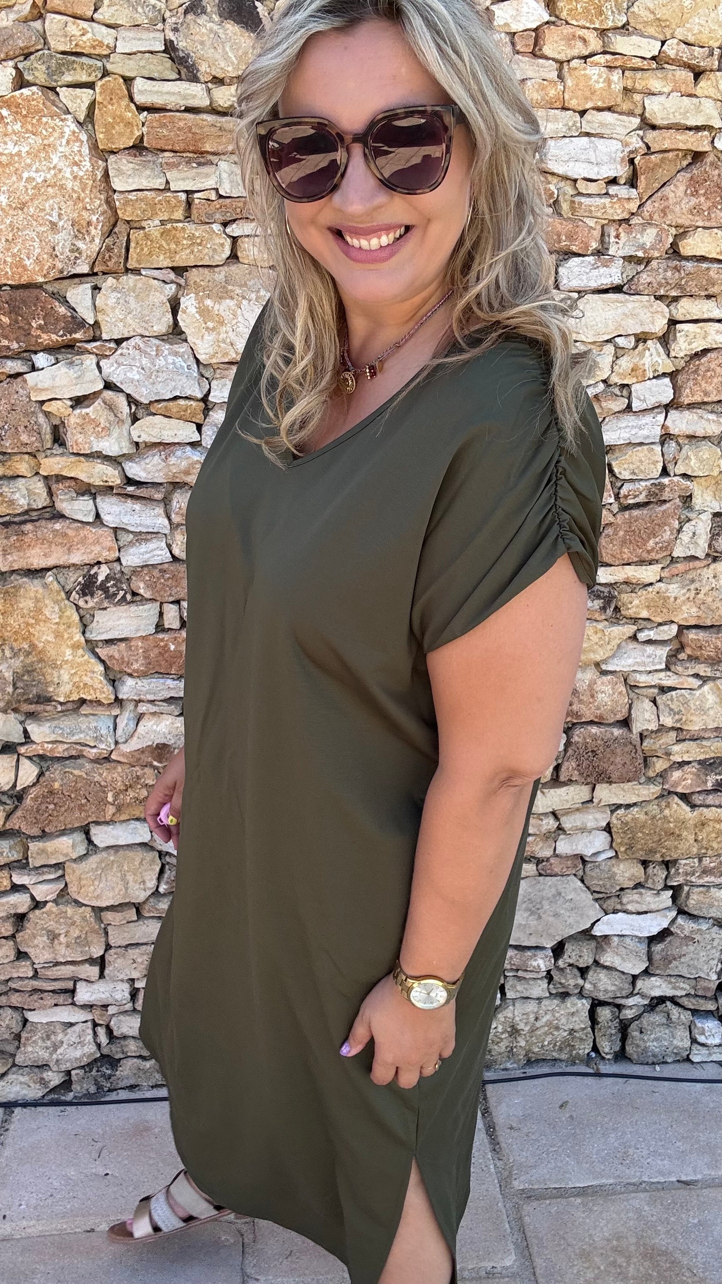 Adèle Sweaterjurk - Kaki