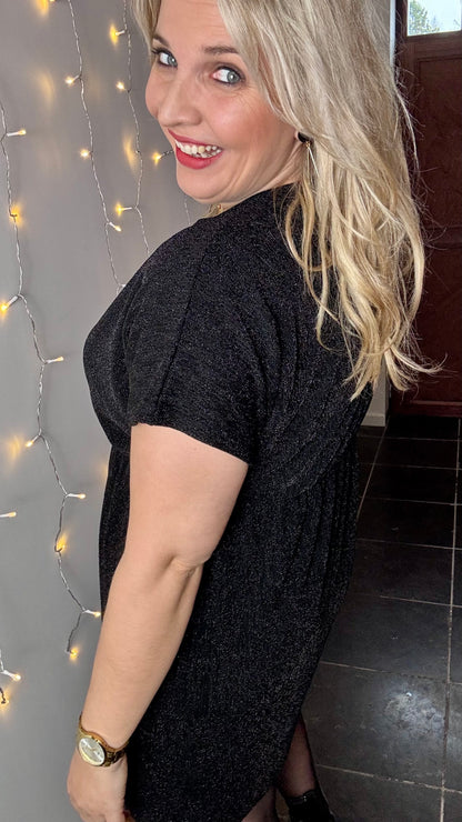 Midnight sprakle wrap dress - Zwart
