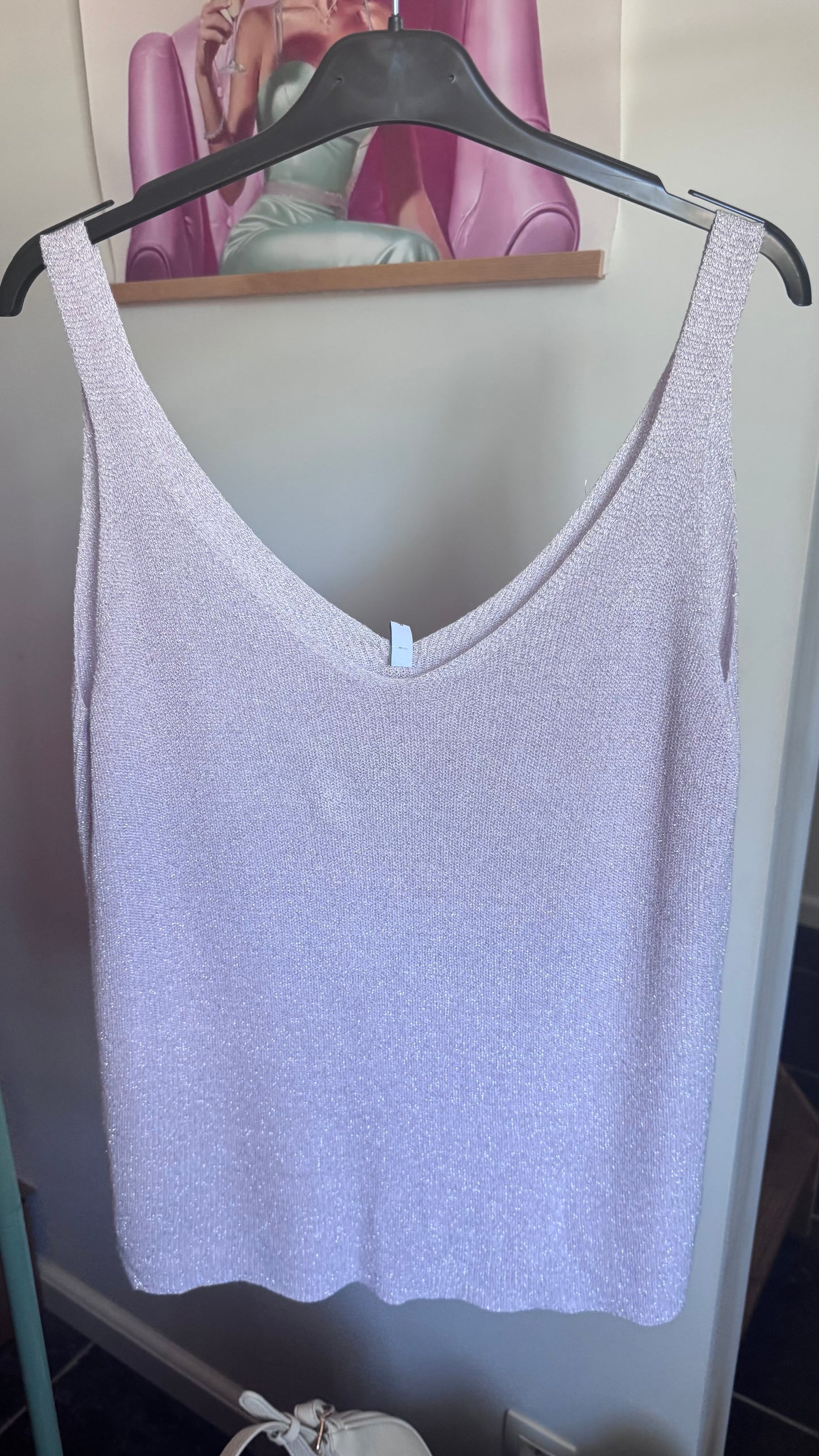 Fine knit Lurex top - Lichtroze