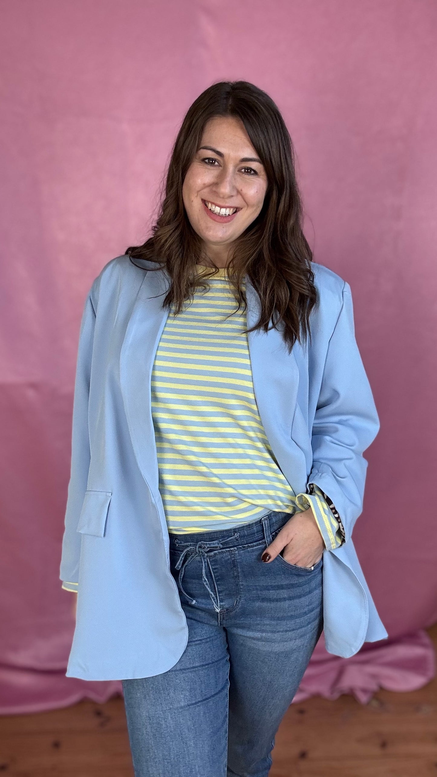 Happy stripes trui- geel/blauw