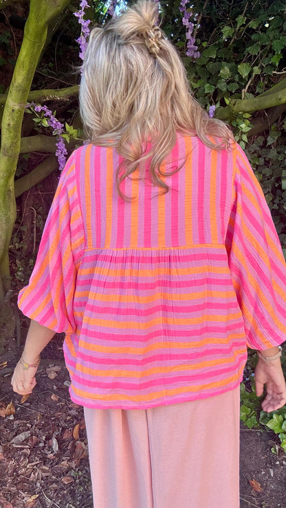 Neon breeze blouse pink
