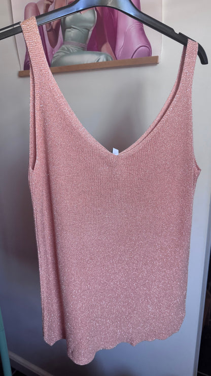 Fine knit Lurex top - Peach