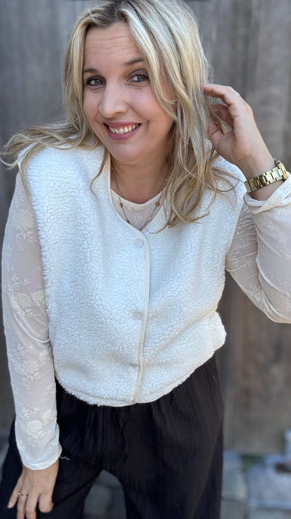 Velvet bloom blouse - Crème