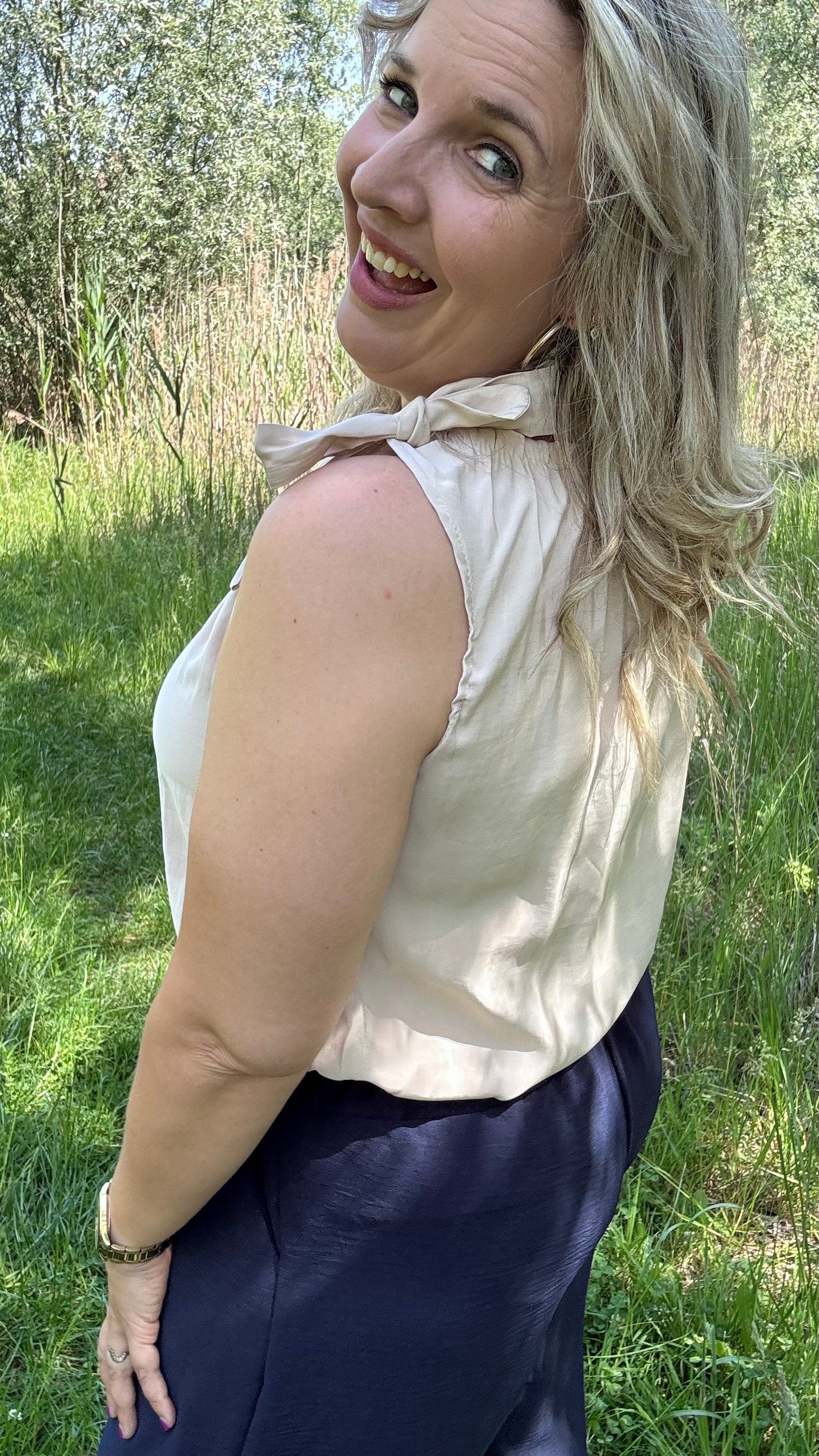 Shoulder bow top - Beige